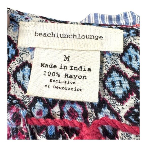 Tank Beach lunch lounge Rayon Dress Tunic Beach Cover Up Floral Patterns Blue M - Picture 3 of 4